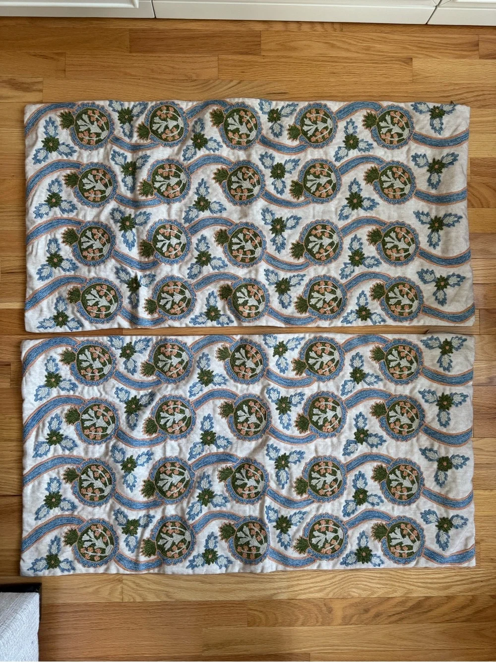 NWOT GreenRow King Size Pillow Shams Floral in Blue, Green & Peach